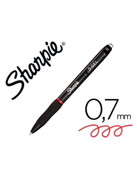 Boligrafo sharpie retractil tinta gel punta 07 mm color rojo