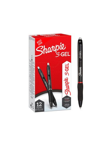 Boligrafo sharpie retractil tinta gel punta 07 mm color rojo