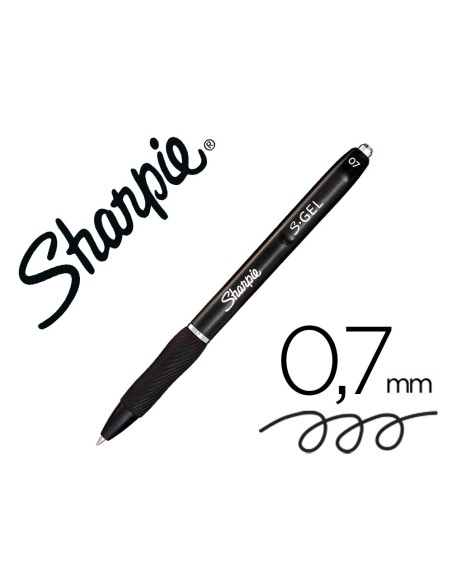Boligrafo sharpie retractil tinta gel punta 07 mm color negro