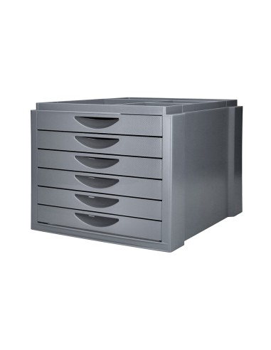 Fichero cajones de sobremesa q connect bandeja organizadora superior 6 cajones color gris opaco