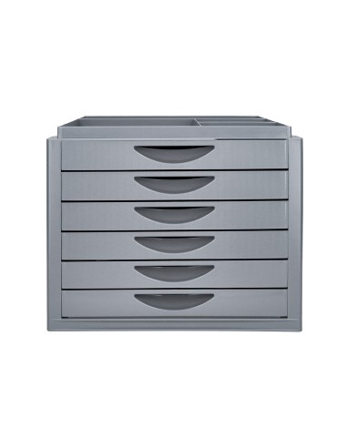 Fichero cajones de sobremesa q connect bandeja organizadora superior 6 cajones color gris opaco