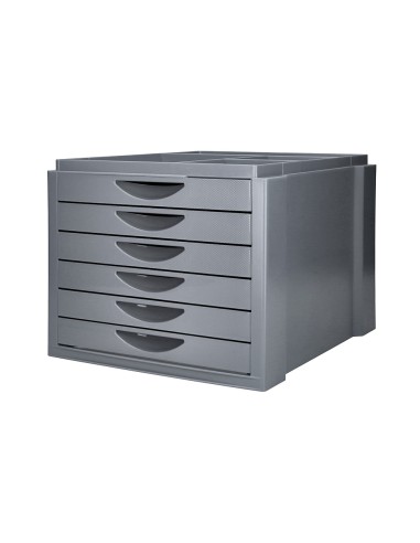 Fichero cajones de sobremesa q connect bandeja organizadora superior 6 cajones color gris opaco