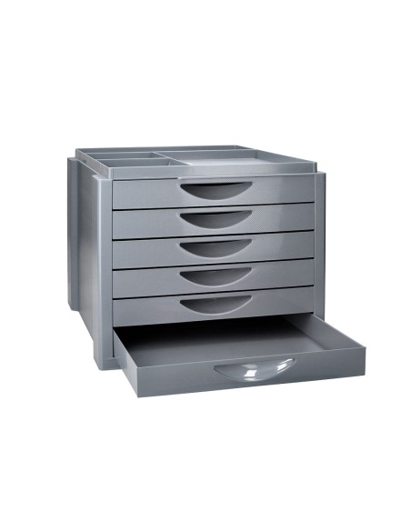 Fichero cajones de sobremesa q connect bandeja organizadora superior 6 cajones color gris opaco