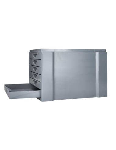 Fichero cajones de sobremesa q connect bandeja organizadora superior 6 cajones color gris opaco