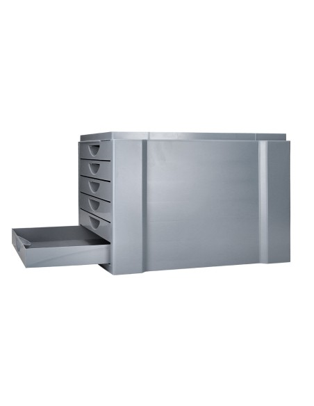 Fichero cajones de sobremesa q connect bandeja organizadora superior 6 cajones color gris opaco