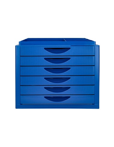 Fichero cajones de sobremesa q connect bandeja organizadora superior 6 cajones color azul opaco