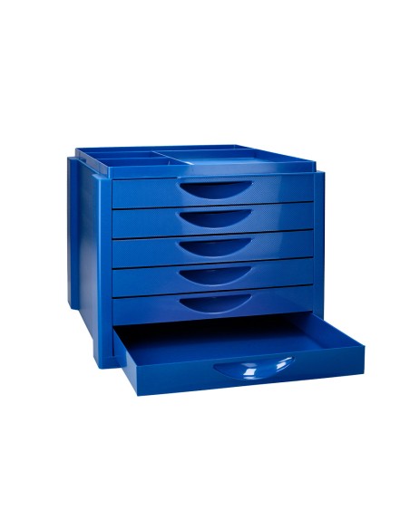 Fichero cajones de sobremesa q connect bandeja organizadora superior 6 cajones color azul opaco