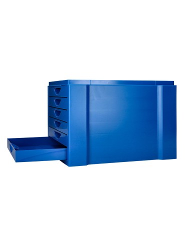 Fichero cajones de sobremesa q connect bandeja organizadora superior 6 cajones color azul opaco