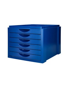Fichero cajones de sobremesa q connect bandeja organizadora superior 6 cajones color azul opaco