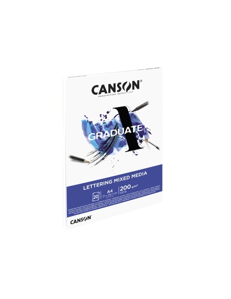 Bloc dibujo multitecnicas canson graduate lettering mixed media 210x297 mm cm 20 hojas 200 gr m2