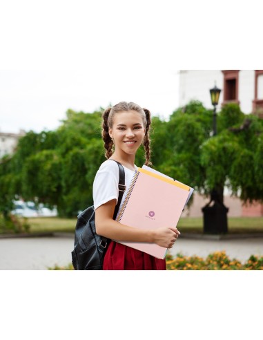 Cuaderno espiral a4 micro antartik dots tapa forrada 80h 90 gr rayado puntos 1 banda 4 taladros rosa
