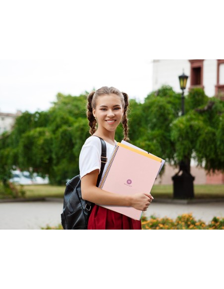 Cuaderno espiral a4 micro antartik dots tapa forrada 80h 90 gr rayado puntos 1 banda 4 taladros rosa