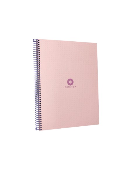 Cuaderno espiral a4 micro antartik dots tapa forrada 80h 90 gr rayado puntos 1 banda 4 taladros rosa