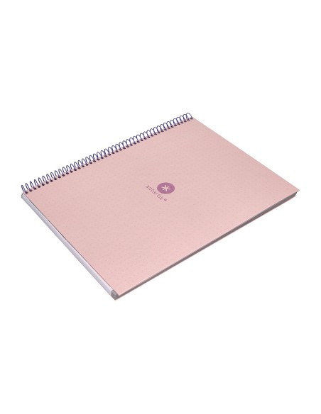 Cuaderno espiral a4 micro antartik dots tapa forrada 80h 90 gr rayado puntos 1 banda 4 taladros rosa