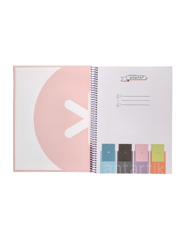 Cuaderno espiral a4 micro antartik dots tapa forrada 80h 90 gr rayado puntos 1 banda 4 taladros rosa