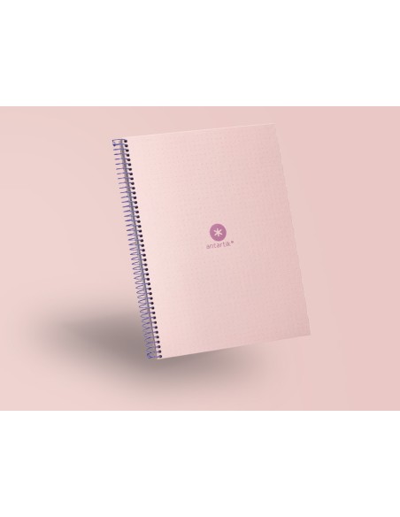 Cuaderno espiral a4 micro antartik dots tapa forrada 80h 90 gr rayado puntos 1 banda 4 taladros rosa