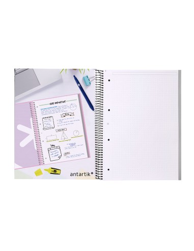 Cuaderno espiral a4 micro antartik dots tapa forrada 80h 90 gr rayado puntos 1 banda 4 taladros negro