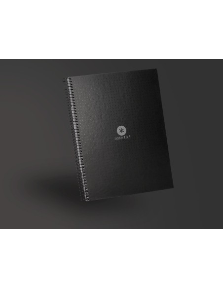 Cuaderno espiral a4 micro antartik dots tapa forrada 80h 90 gr rayado puntos 1 banda 4 taladros negro