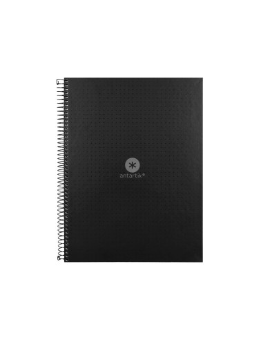 Cuaderno espiral a4 micro antartik dots tapa forrada 80h 90 gr rayado puntos 1 banda 4 taladros negro