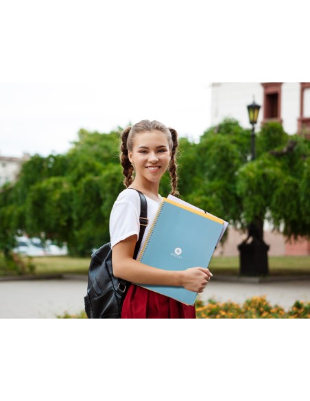 Cuaderno espiral a4 micro antartik dots tapa forrada 80h 90 gr rayado puntos 1 banda 4 taladros celeste