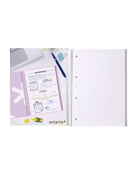 Cuaderno espiral a4 micro antartik dots tapa forrada 80h 90 gr rayado puntos 1 banda 4 taladros celeste