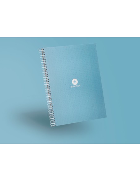 Cuaderno espiral a4 micro antartik dots tapa forrada 80h 90 gr rayado puntos 1 banda 4 taladros celeste