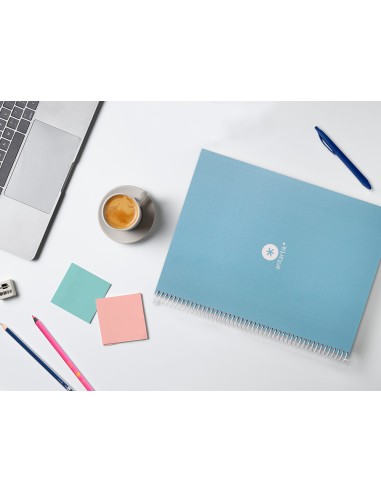 Cuaderno espiral a4 micro antartik dots tapa forrada 80h 90 gr rayado puntos 1 banda 4 taladros celeste