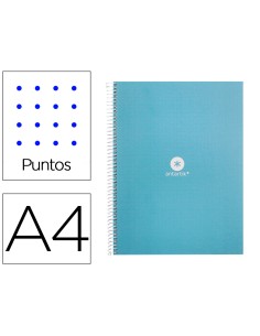 Cuaderno espiral a4 micro antartik dots tapa forrada 80h 90 gr rayado puntos 1 banda 4 taladros celeste