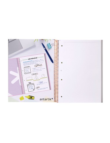 Cuaderno espiral a4 micro antartik dots tapa forrada 80h 90 gr rayado puntos 1 banda 4 taladros amarillo