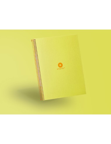 Cuaderno espiral a4 micro antartik dots tapa forrada 80h 90 gr rayado puntos 1 banda 4 taladros amarillo