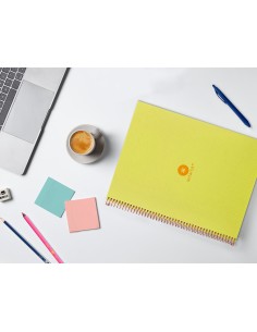 Cuaderno espiral a4 micro antartik dots tapa forrada 80h 90 gr rayado puntos 1 banda 4 taladros amarillo
