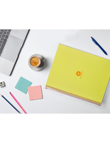 Cuaderno espiral a4 micro antartik dots tapa forrada 80h 90 gr rayado puntos 1 banda 4 taladros amarillo