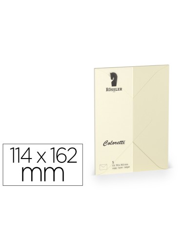 Sobre rossler coloretti c6 ministro color crema 114x162 mm pack de 5 unidades