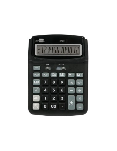 Calculadora liderpapel sobremesa xf39 12 digitos solar y pilas color negro 190x140x32 mm 40 reciclada