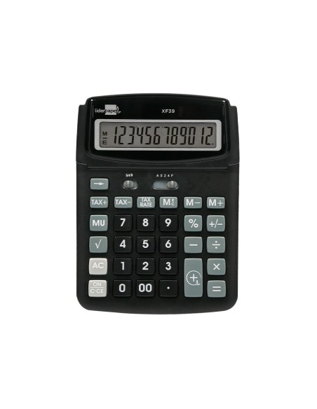 Calculadora liderpapel sobremesa xf39 12 digitos solar y pilas color negro 190x140x32 mm 40 reciclada