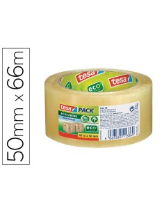 Cinta adhesiva tesa eco bio strong transparente 66 mt x 50 mm para embalaje