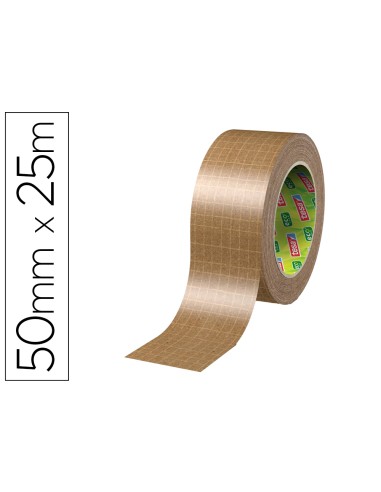 Cinta adhesiva tesa eco papel ultrafuerte color kraft 25 mt x 50 mm para embalaje