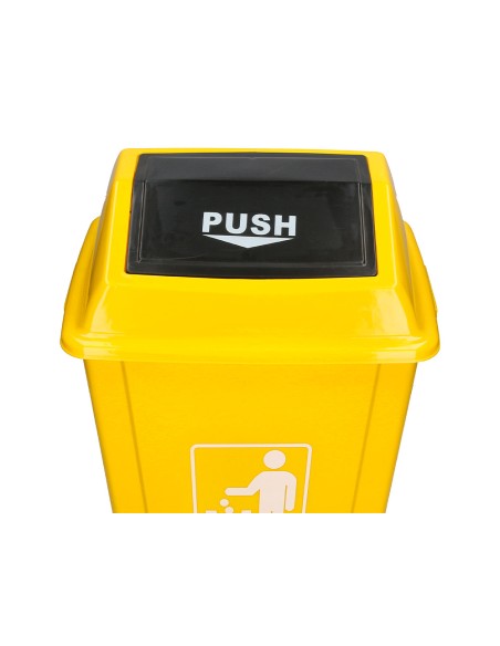 Papelera contenedor q connect plastico con tapa de balancin 58 litros amarillo 470x330x760 mm