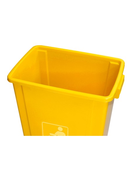 Papelera contenedor q connect plastico con tapa de balancin 58 litros amarillo 470x330x760 mm
