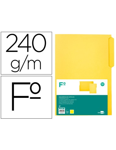 Subcarpeta cartulina liderpapel folio pestana superior 240g m2 color amarillo