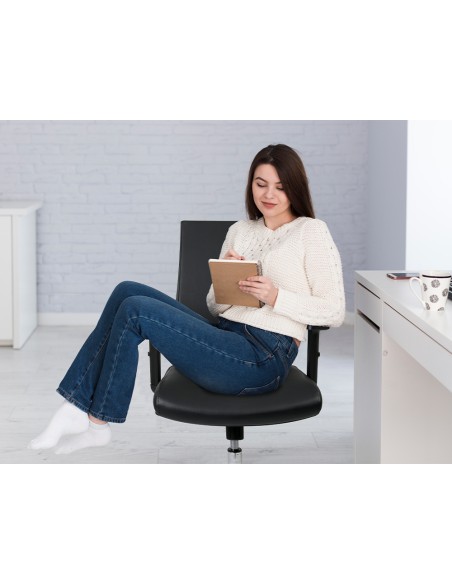 Silla giratoria q connect respaldo medio de similpiel regulable en altura 980100x630x625 mm color negro Silla giratoria q connect respaldo medio de similpiel regulable en altura 980100x630x625 mm color negro