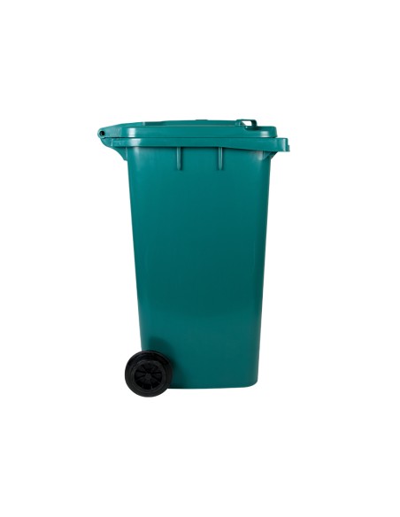 Papelera contenedor q connect plastico con tapadera y ruedas 240 litros verde 1040x620x610 mm