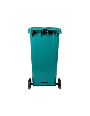 Papelera contenedor q connect plastico con tapadera y ruedas 240 litros verde 1040x620x610 mm
