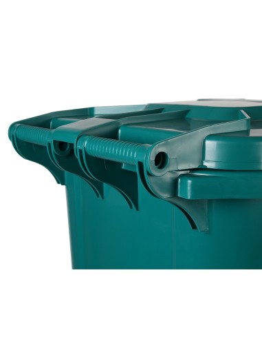 Papelera contenedor q connect plastico con tapadera y ruedas 240 litros verde 1040x620x610 mm