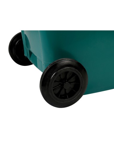 Papelera contenedor q connect plastico con tapadera y ruedas 240 litros verde 1040x620x610 mm