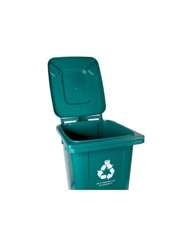 Papelera contenedor q connect plastico con tapadera y ruedas 240 litros verde 1040x620x610 mm