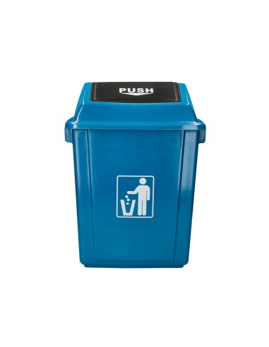 Papelera contenedor q connect plastico con tapa de balancin 58 litros azul 470x330x760 mm