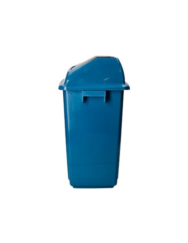 Papelera contenedor q connect plastico con tapa de balancin 58 litros azul 470x330x760 mm