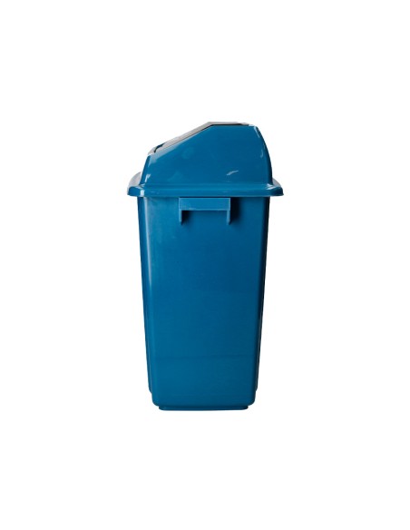 Papelera contenedor q connect plastico con tapa de balancin 20 litros azul 340x240x450 mm