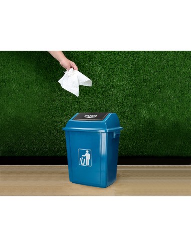 Papelera contenedor q connect plastico con tapa de balancin 20 litros azul 340x240x450 mm